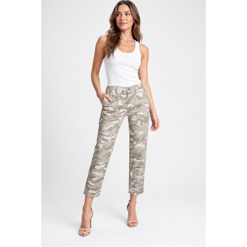 Gap Camo Girlfriend Khaki Utility Pants Cropped Straight Leg Casual Size 4